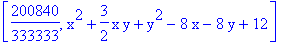 [200840/333333, x^2+3/2*x*y+y^2-8*x-8*y+12]